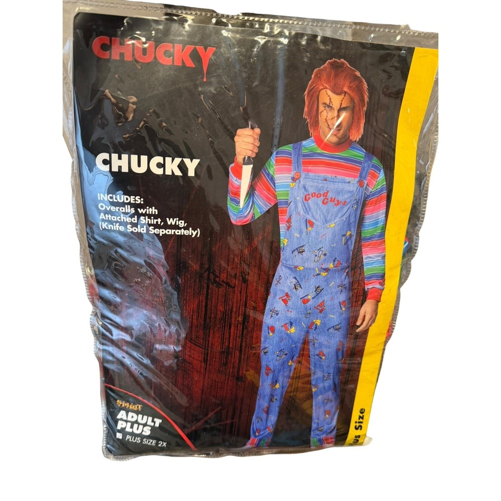 Spirit Halloween Chucky Costume Adult Plus 2X Overalls Shirt Cosplay**No wig